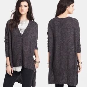Free People TGIF Marled Cardigan Hi-Low Snap-Front Closure Knit Boho Fall Artsy